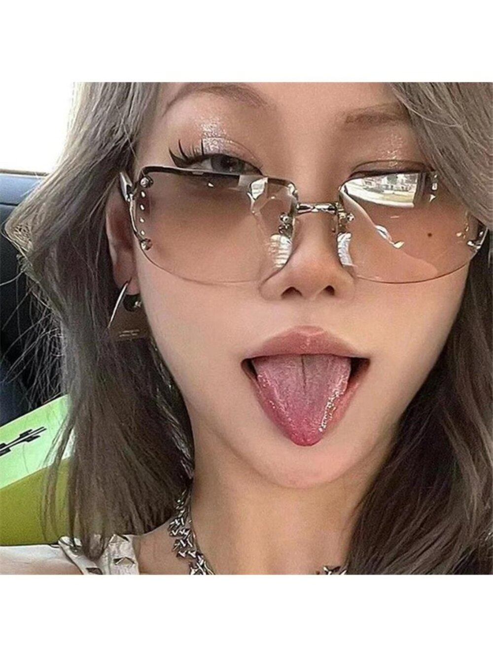 Rimless Gradient Brown Women’s Sunglasses